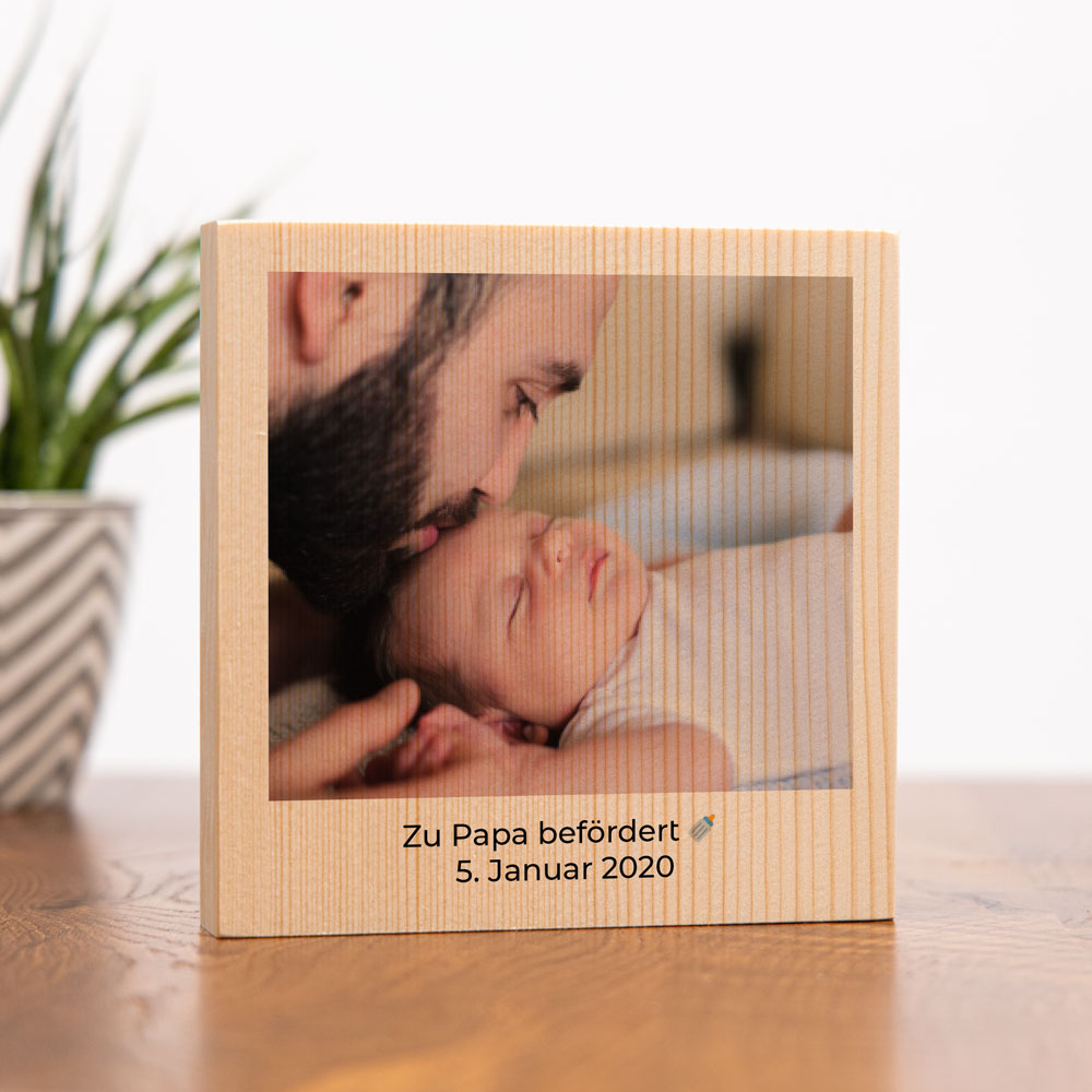 Personalisierbarer Holzblock mit Foto und Text vatertagsgeschenke personalisierbares holzbild mit foto