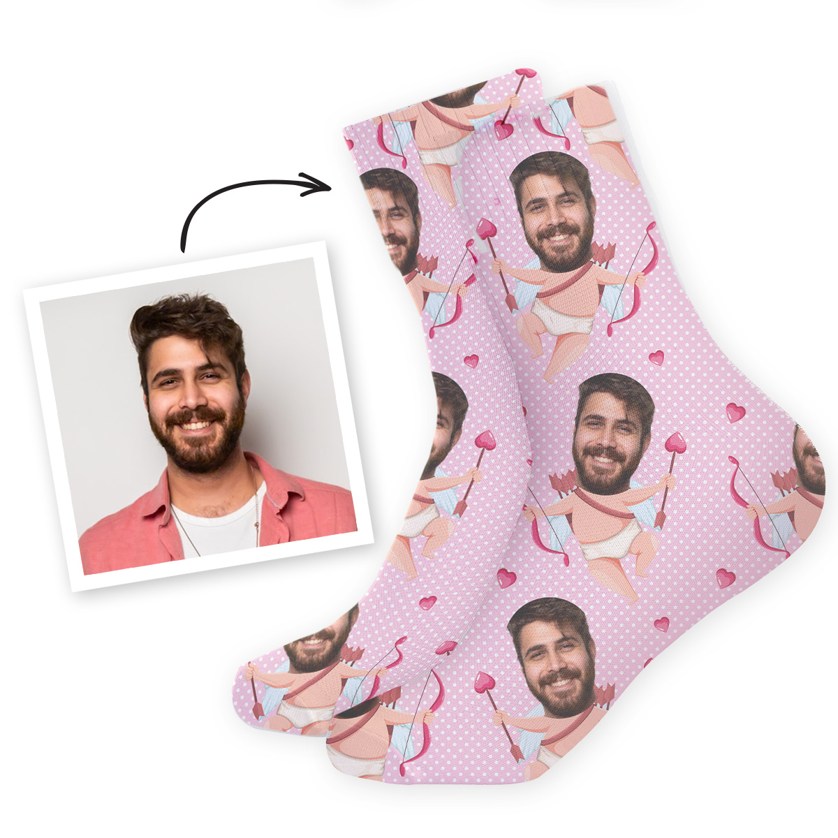 Personalisierbare Socken mit Gesicht und Liebes-Designs Personalisierbare Socken mit Gesicht