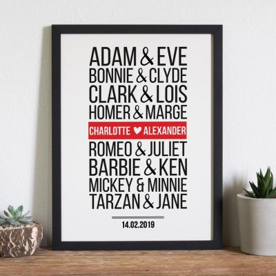 Berühmte Paare Modern - Personalisierbares Poster Berühmte Paare Modern - Personalisierbares Poster