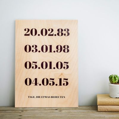 Personalisierbares Holzbild - Wichtige Daten Personalisierbares Holzbild - Wichtige Daten