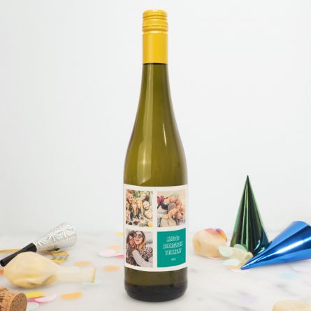 Personalisierbarer Wein mit 3 Bildern und Text