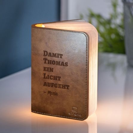 Personalisierbare Buch-Leuchte mit Text