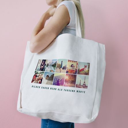 Personalisierbare Tasche mit 10 Bildern und Text