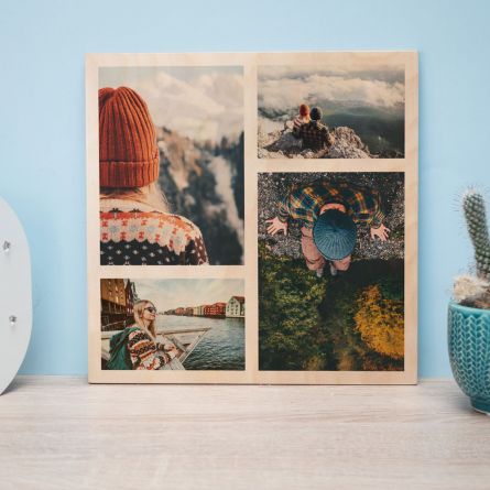 Personalisierbares Foto Holzbild mit 4 Bildern