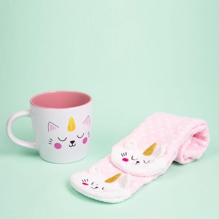 Kittycorn Socken und Tasse