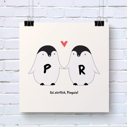 Pinguin Pärchen - Personalisierbares Poster