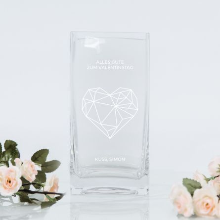 Vase mit Herz und Text