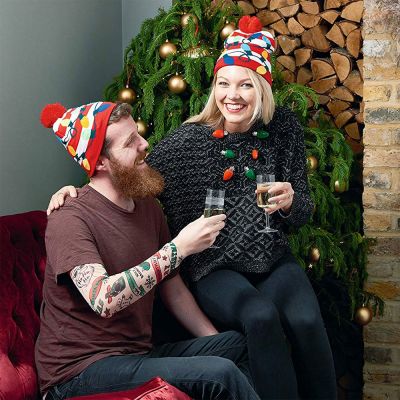 Accessoires - Weihnachtsmütze mit Lichterkette