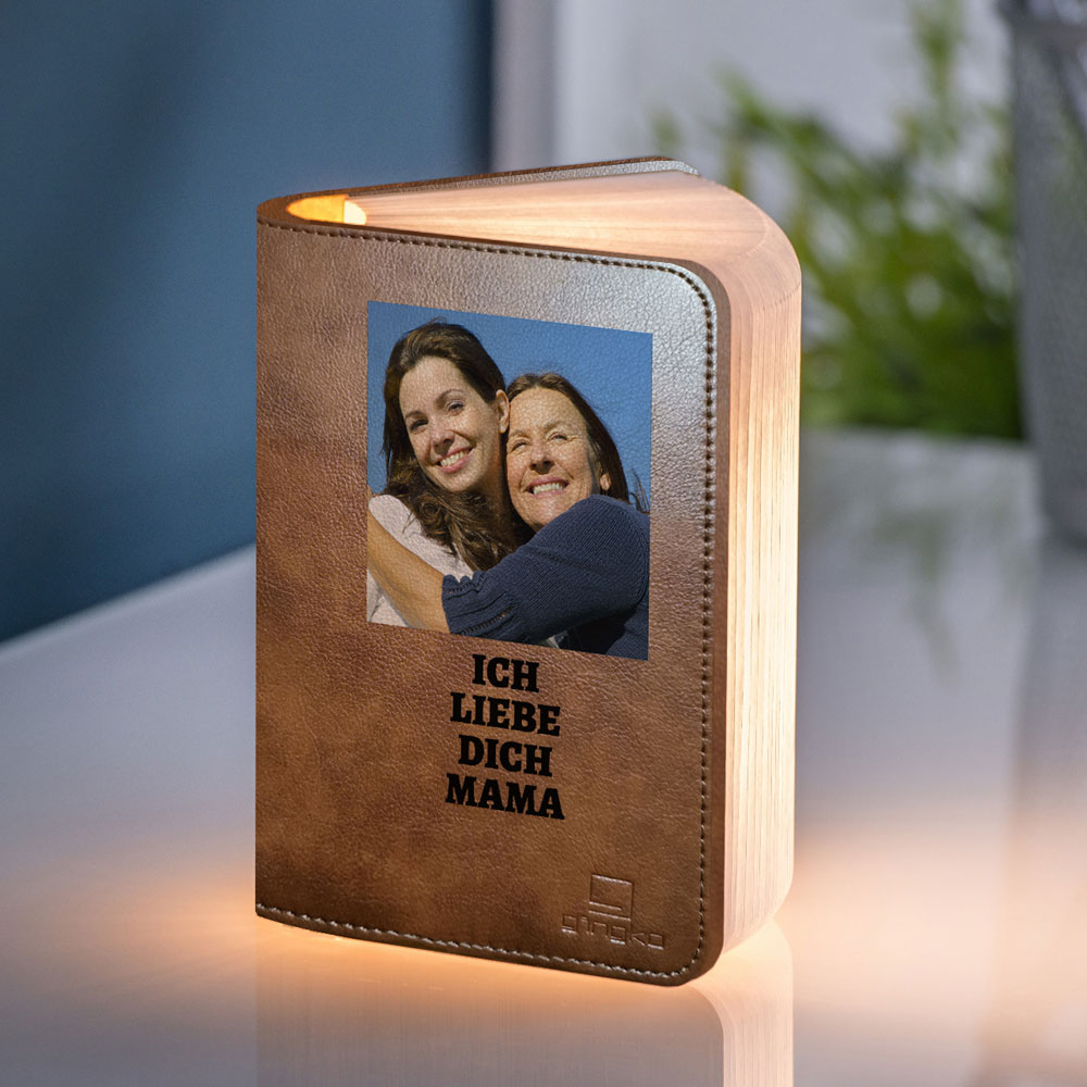 Geschenke zum Muttertag personalisierbare Buchleuchte mit Foto Geschenke zum Muttertag personalisierbare Buchleuchte mit Foto